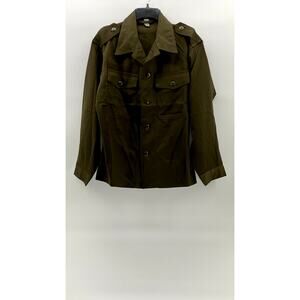 HEERESEIGENTUM Men's Vintage Olive Green Button-Up Long Sleeve Slama Shirt SZ M